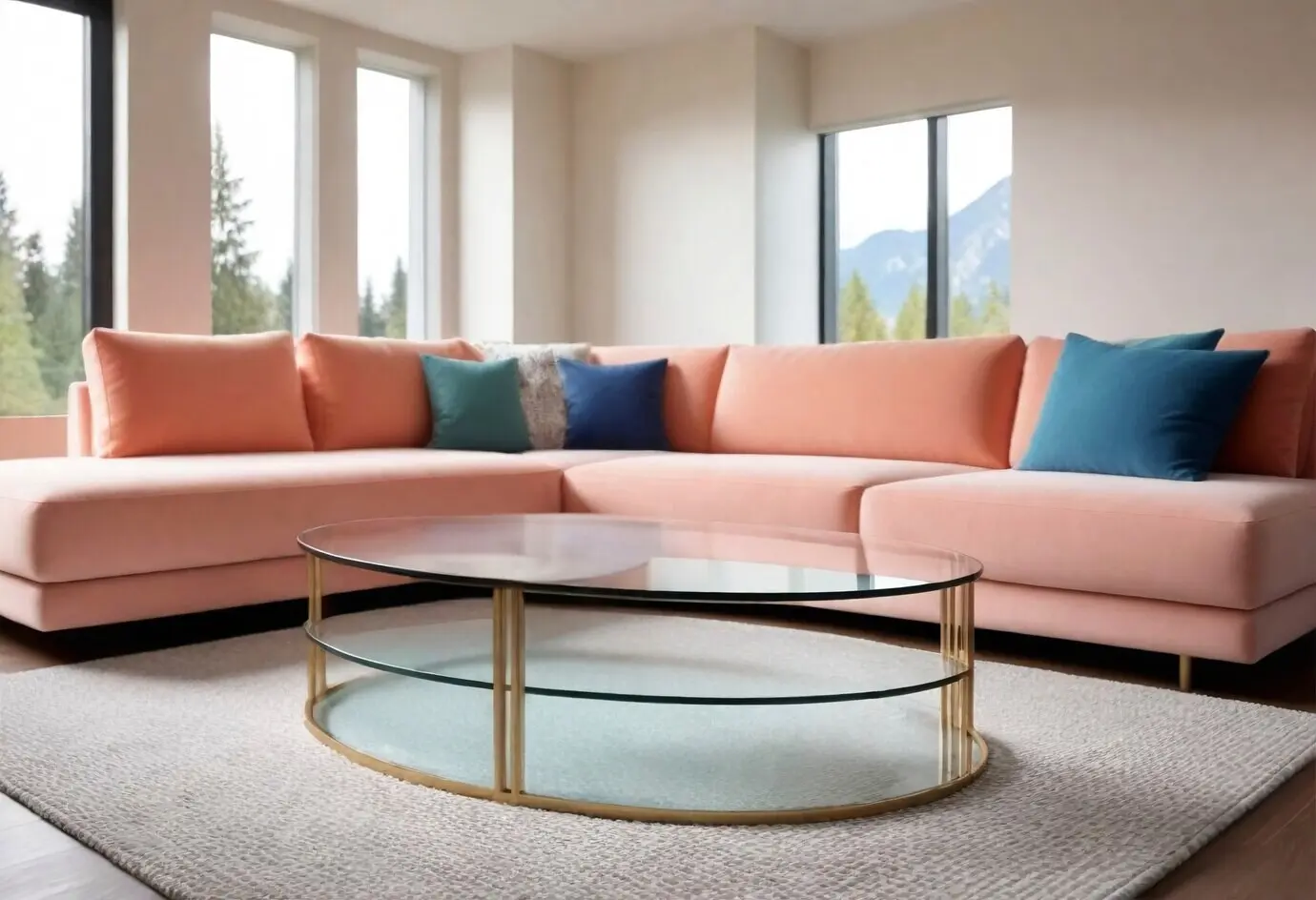 Innenraumgestaltung in der Farbe des Jahres mit Möbeln und Dekoration